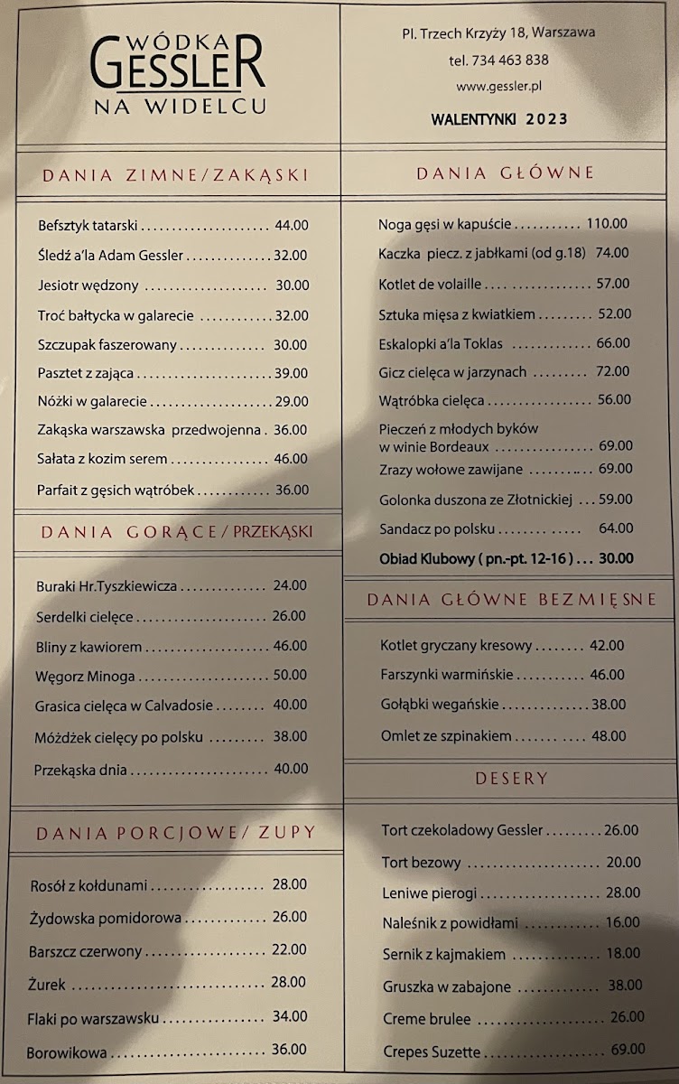 Restauracja Wódka Gessler Na Widelcu Photo Menu 10