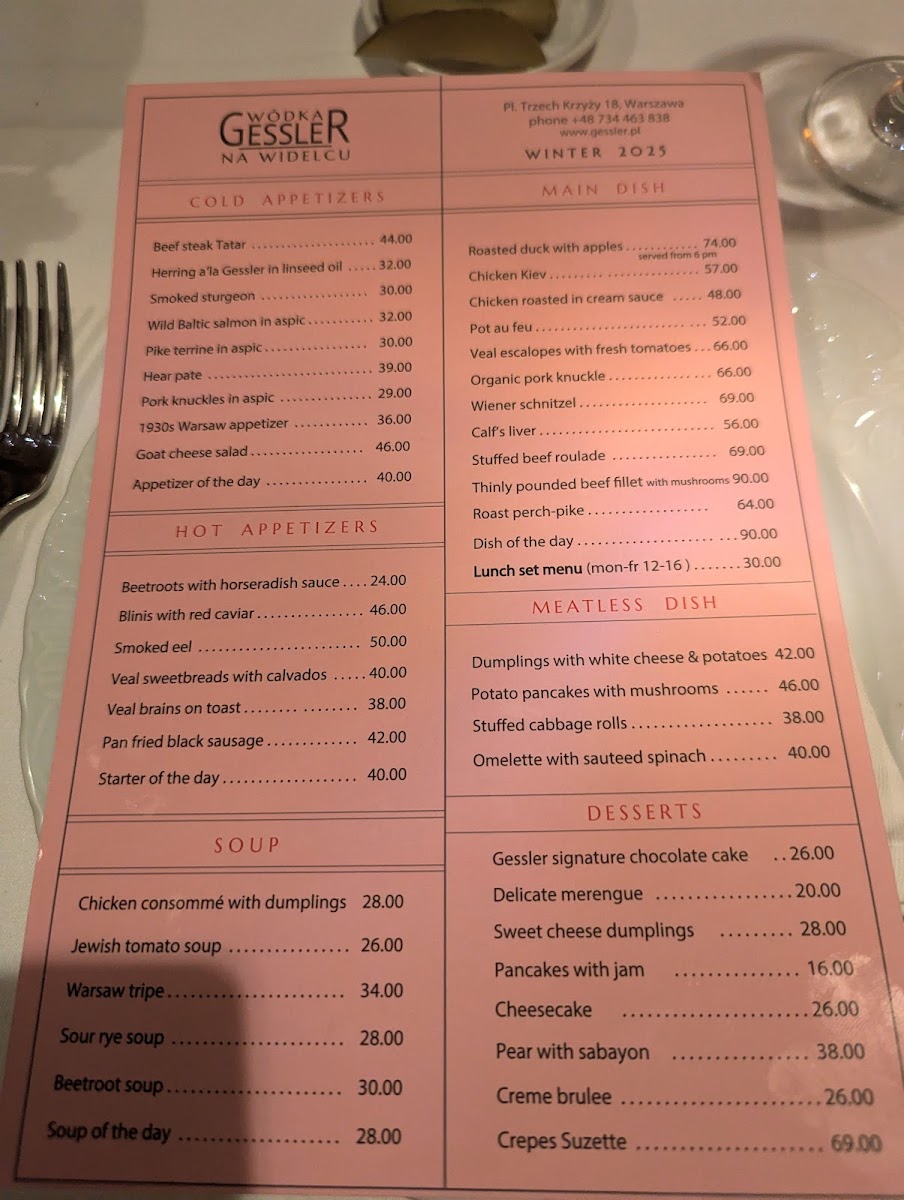 Restauracja Wódka Gessler Na Widelcu Photo Menu 7