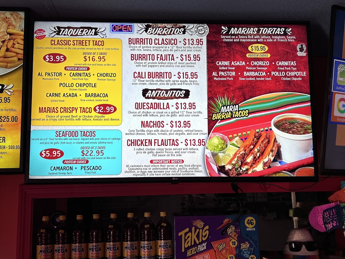 Marias Taqueria Photo Menu 2