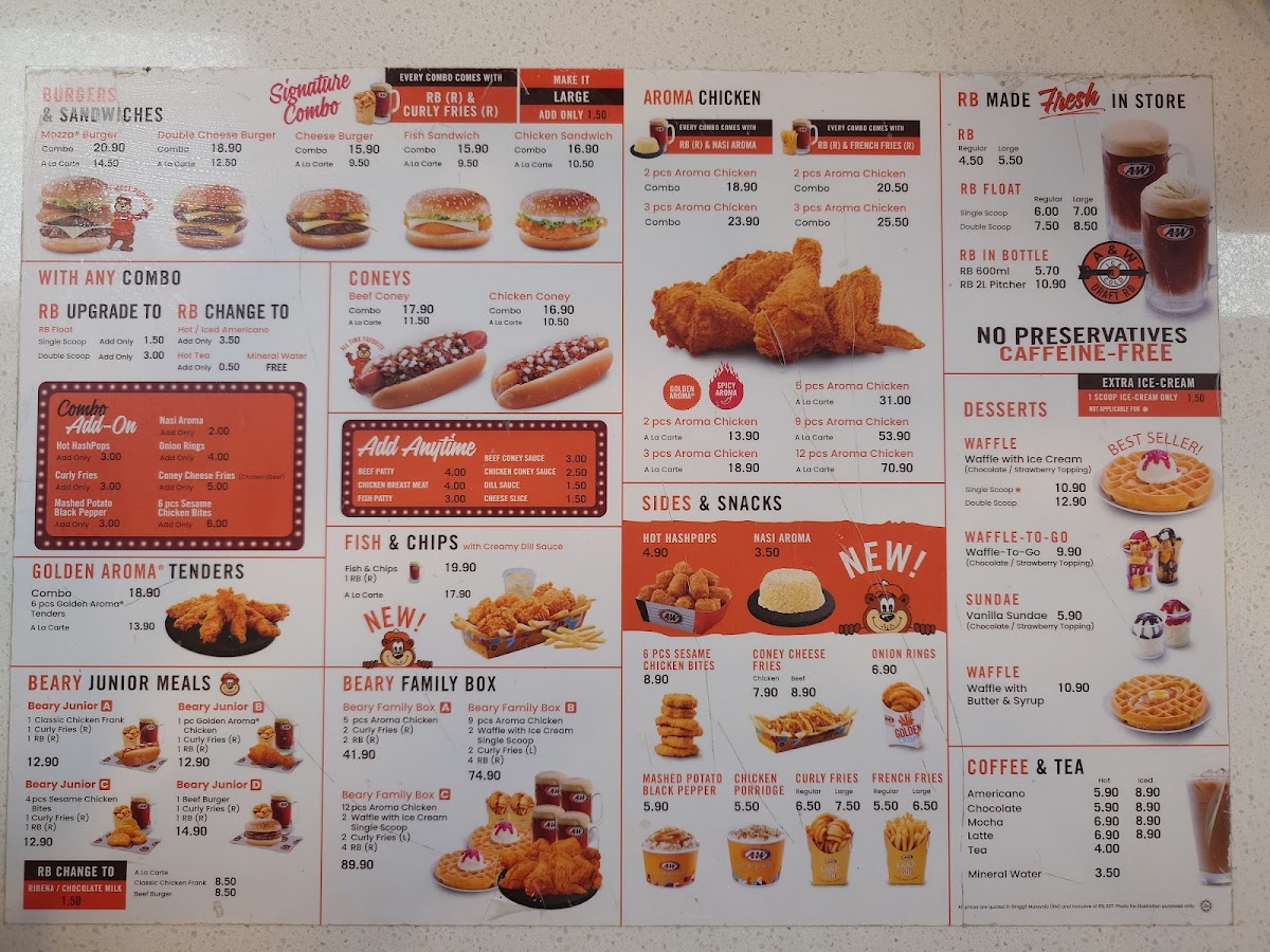 A&W Batu Kawan DT Photo Menu 1