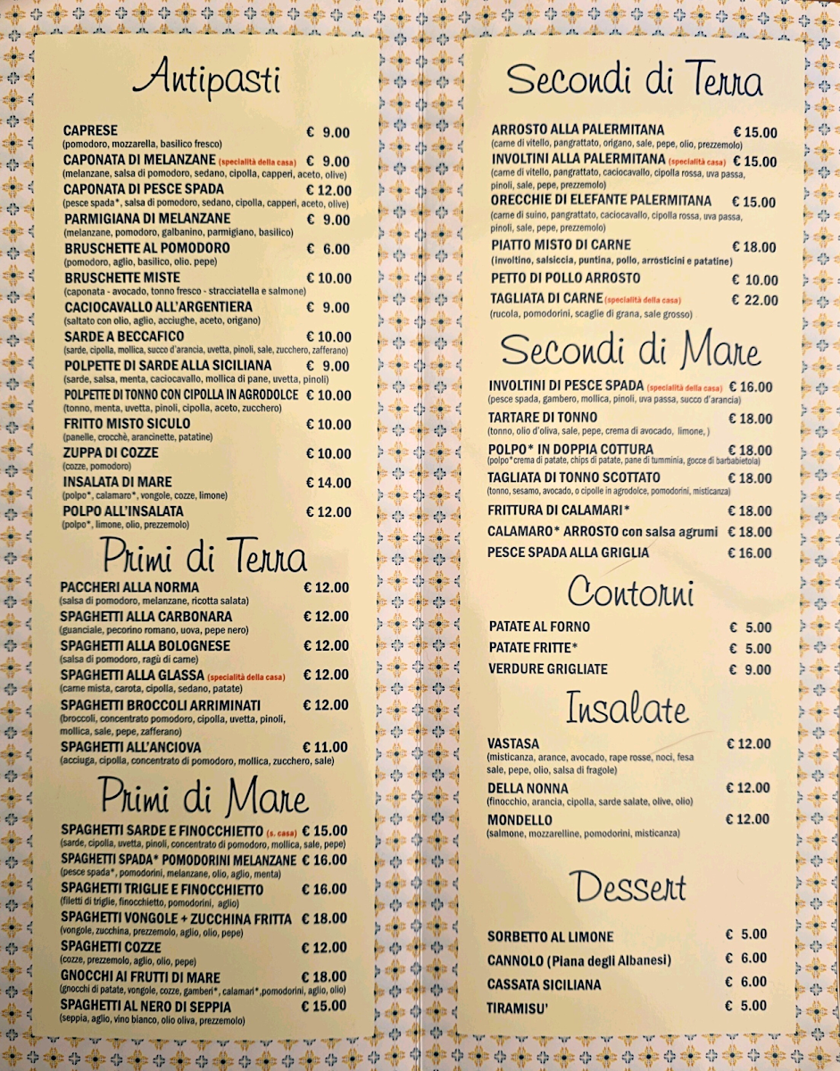 Osteria Mondello Photo Menu 1