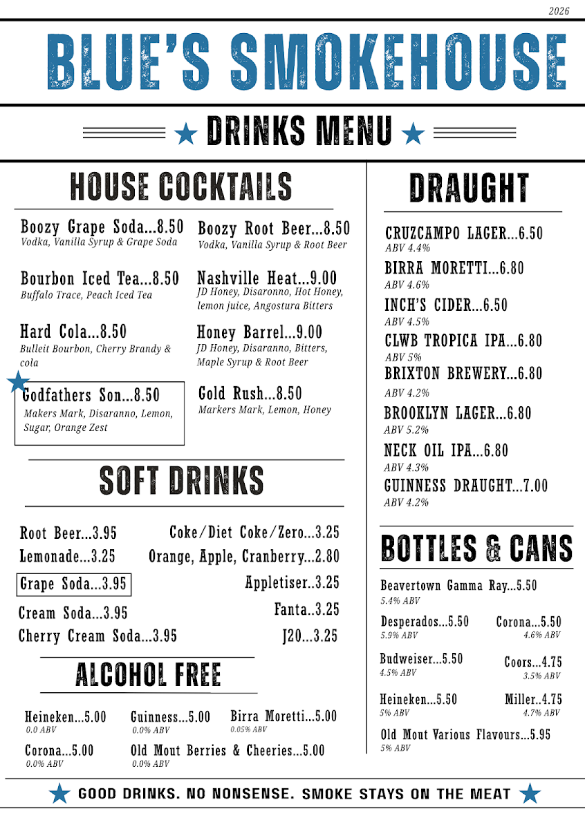 Blue's Smokehouse Bracknell Photo Menu 3