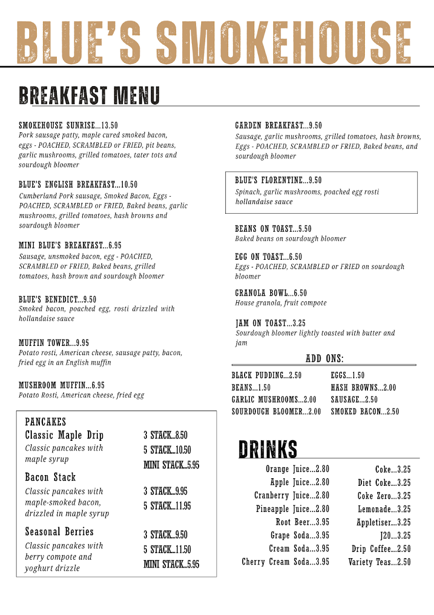 Blue's Smokehouse Bracknell Photo Menu 6