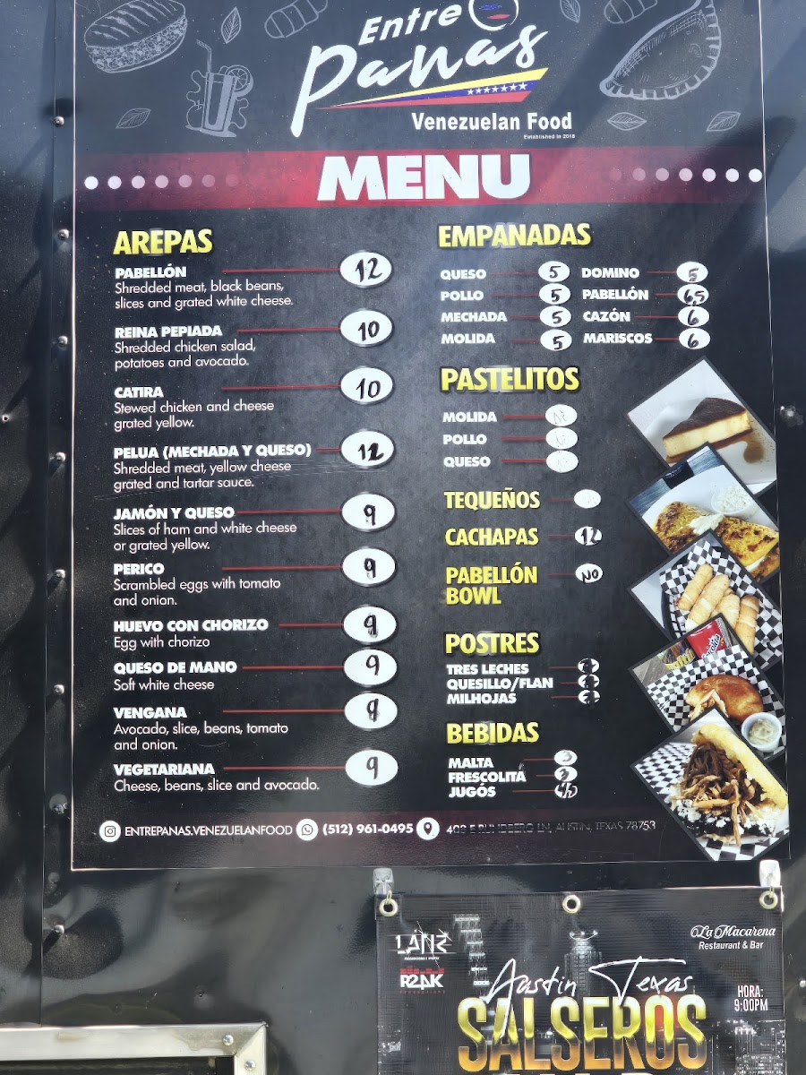 Entre Panas Venezuelan food Photo Menu 2