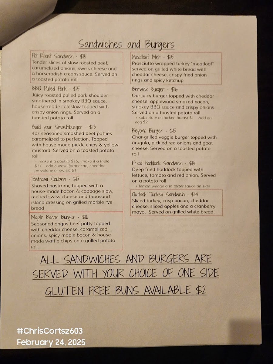 Outlook Tavern & Patio Restaurant Photo Menu 4