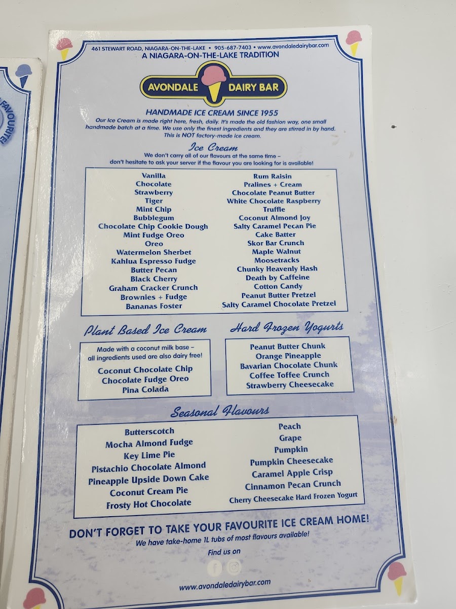 Avondale Dairy Bar Photo Menu 1
