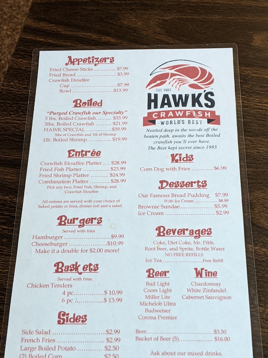 Hawk's Restaurant Photo Menu 2