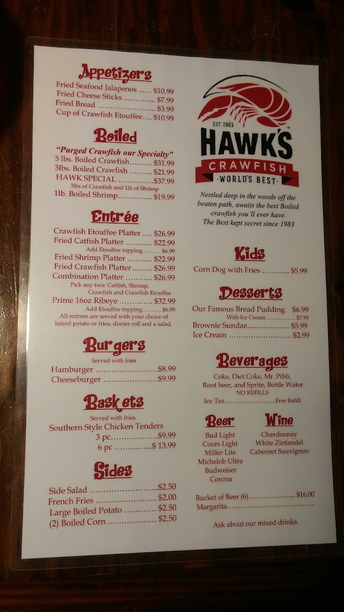 Hawk's Restaurant Photo Menu 3
