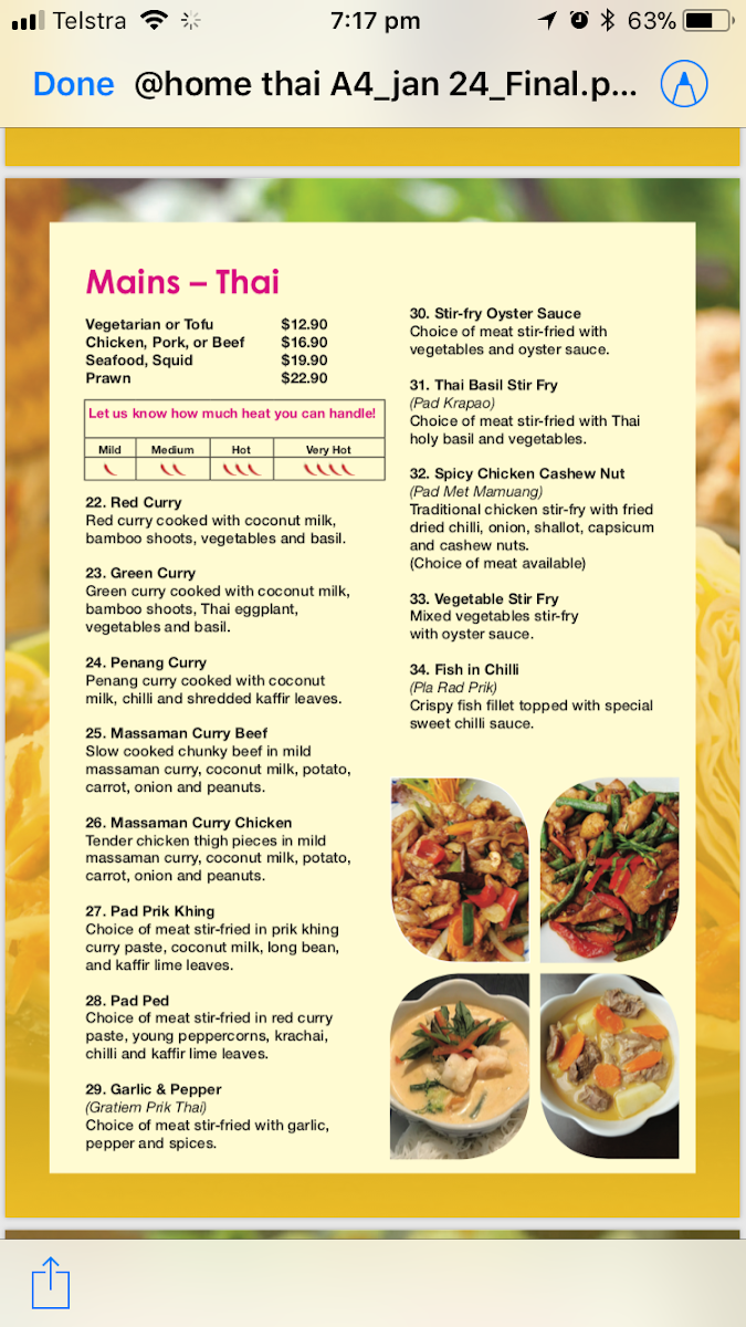 At Home Thai Restaurant Photo Menu 4