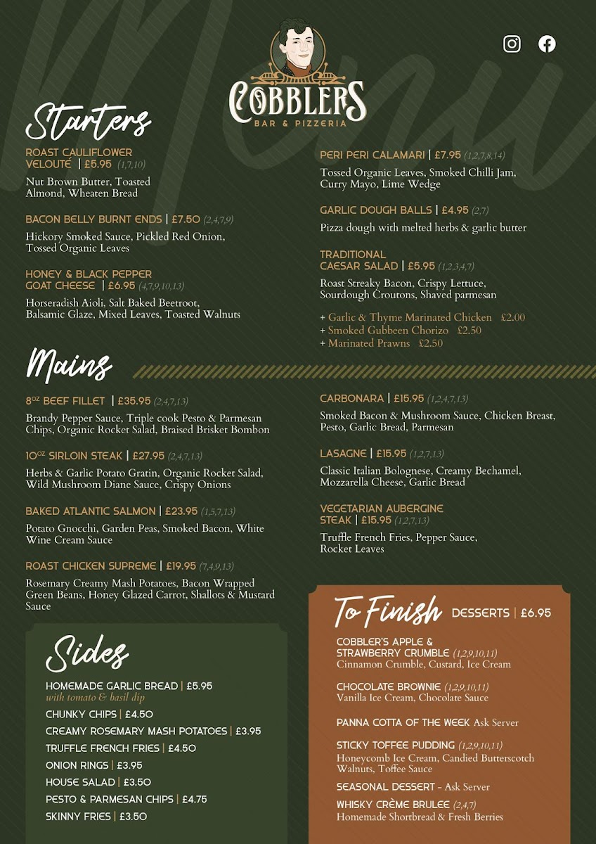 Cobbler’s Bar & Pizzeria Photo Menu 1
