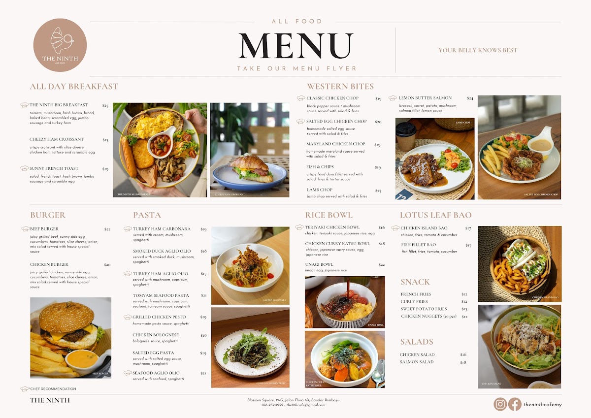 The Ninth Cafe Photo Menu 1