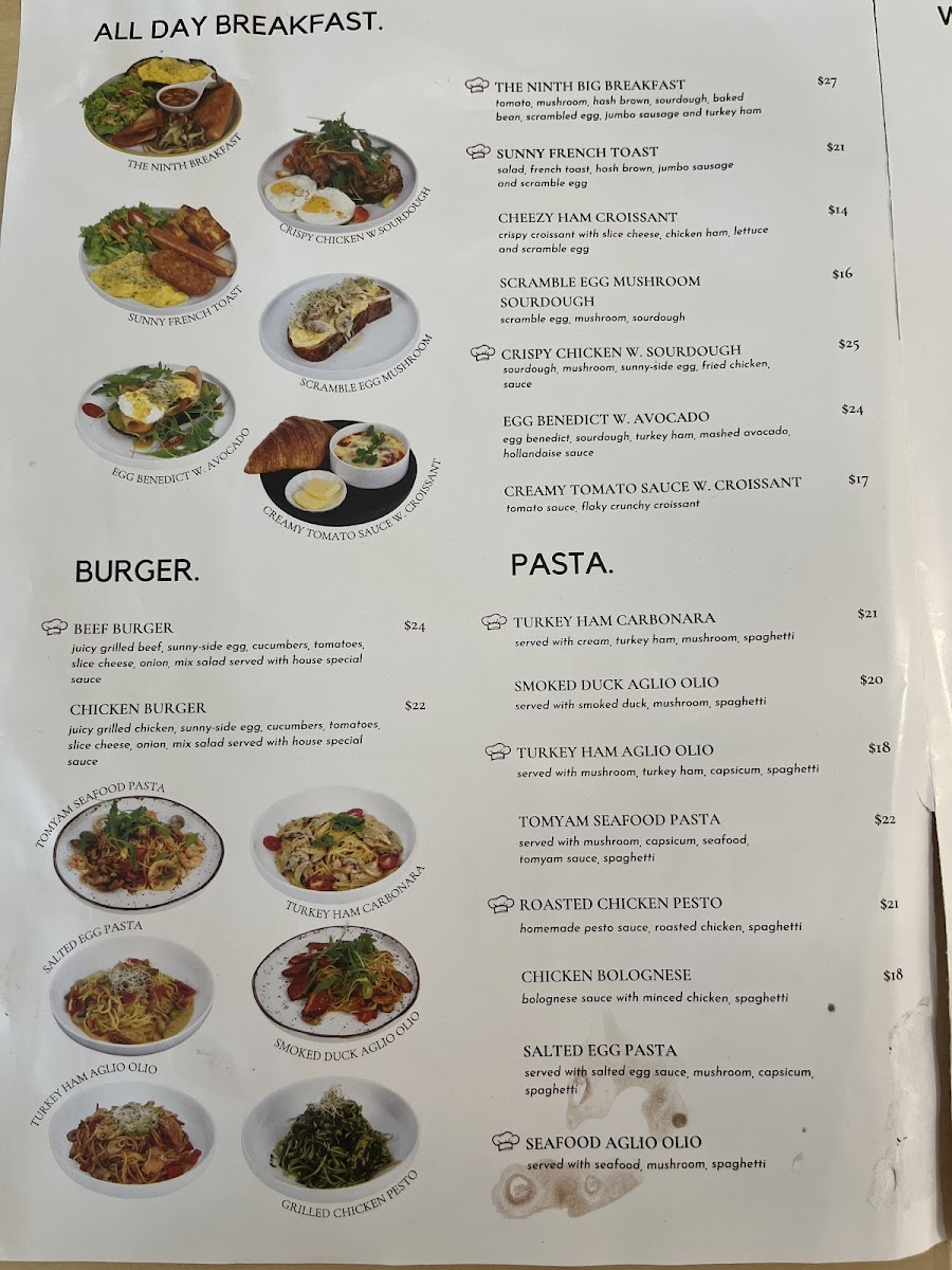 The Ninth Cafe Photo Menu 3