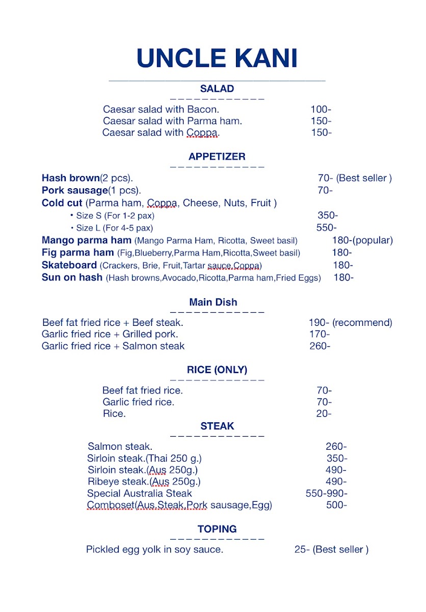 Uncle Kani Photo Menu 1