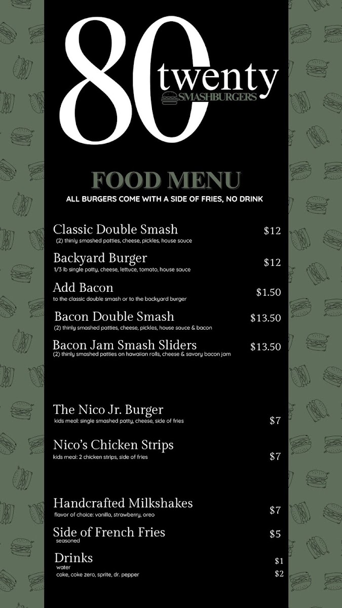 80-20 Smashburgers Photo Menu 1