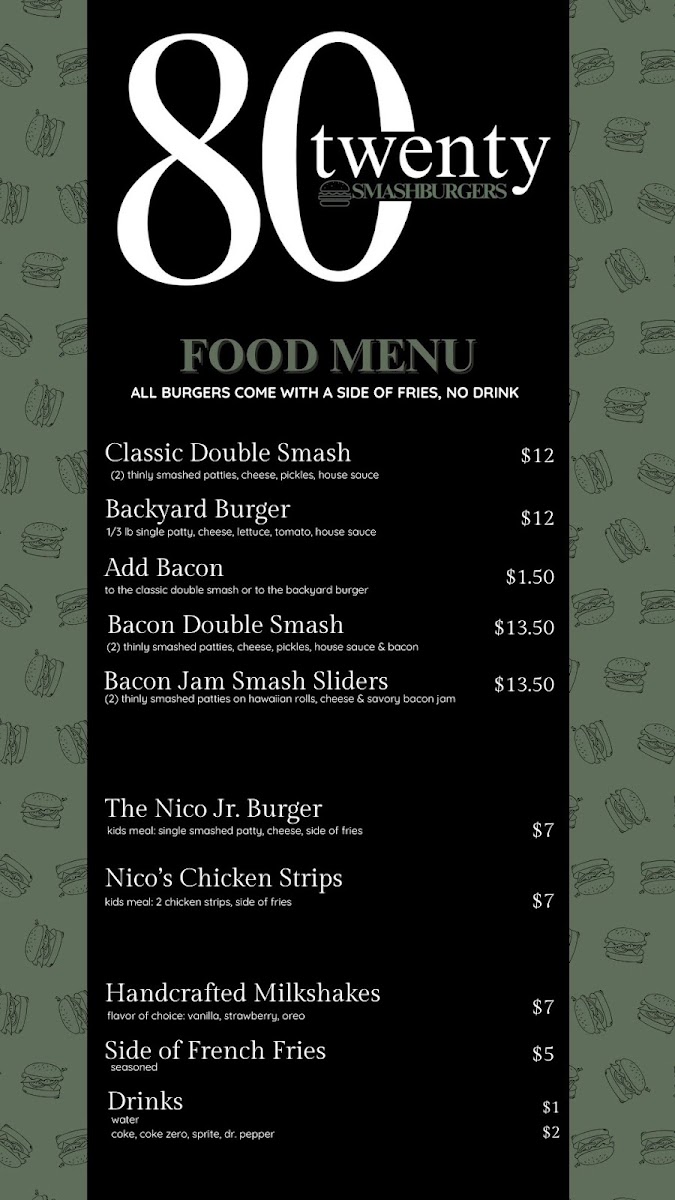 80-20 Smashburgers Photo Menu 2