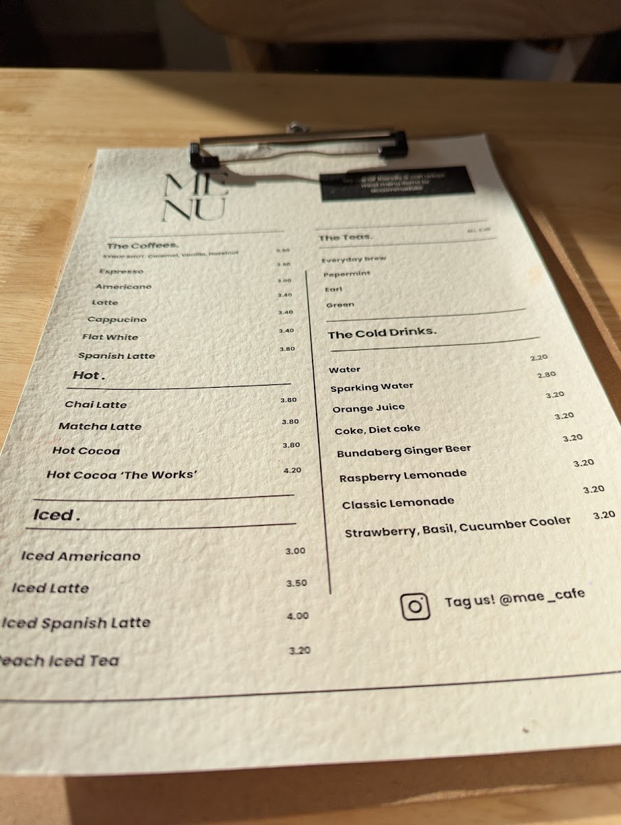 Mae Café Photo Menu 2