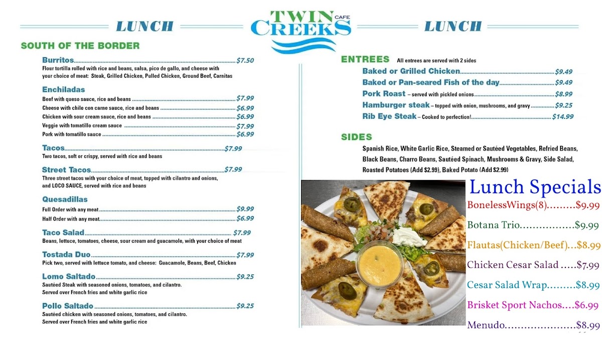 Twin Creeks Cafe Photo Menu 3
