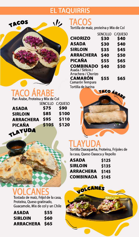 El Taquirris Photo Menu 2