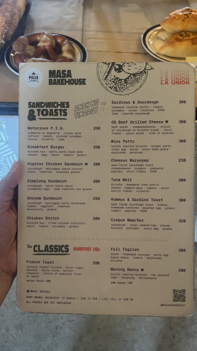 Masa Bakehouse La Union Photo Menu 2