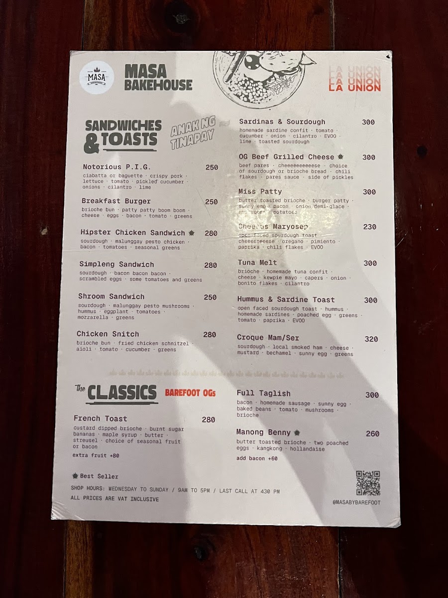 Masa Bakehouse La Union Photo Menu 3