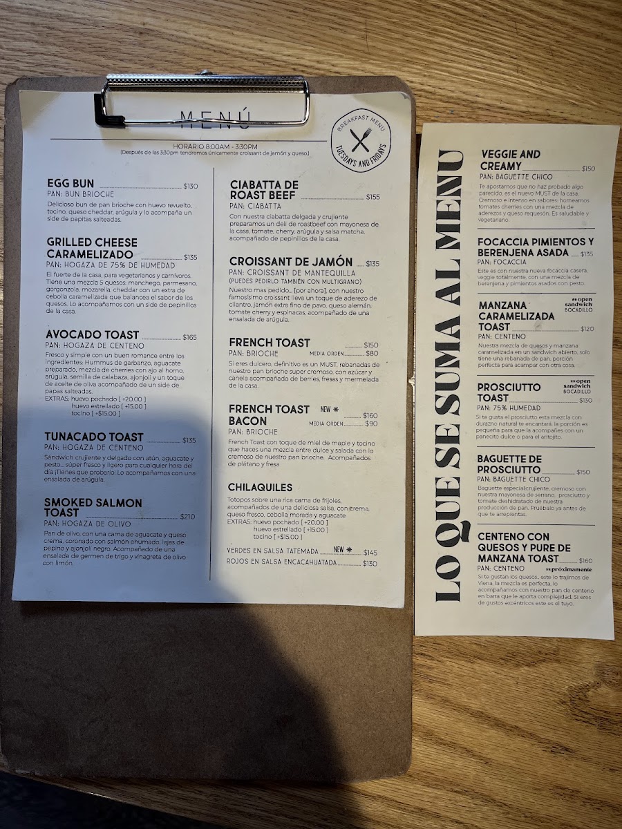 Tuesdays and Fridays Bosques Photo Menu 3
