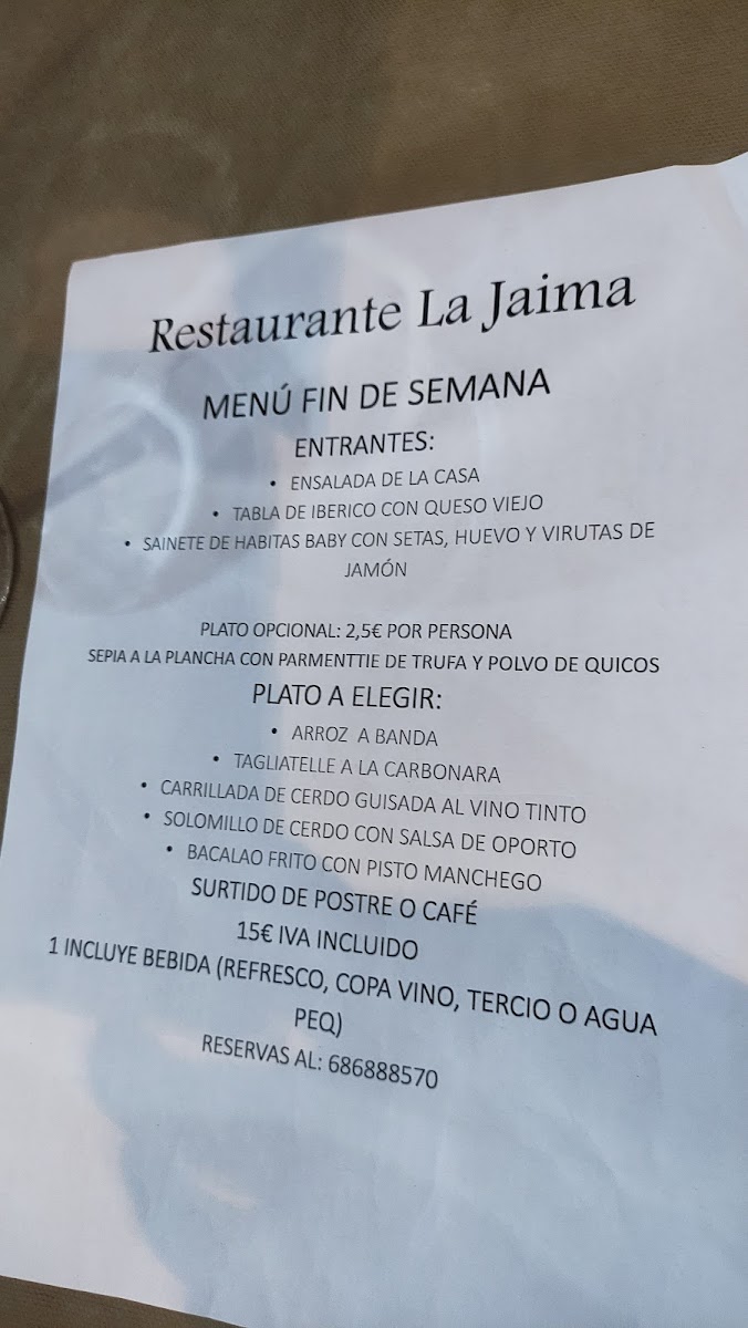 Restaurante La Jaima. Photo Menu 1