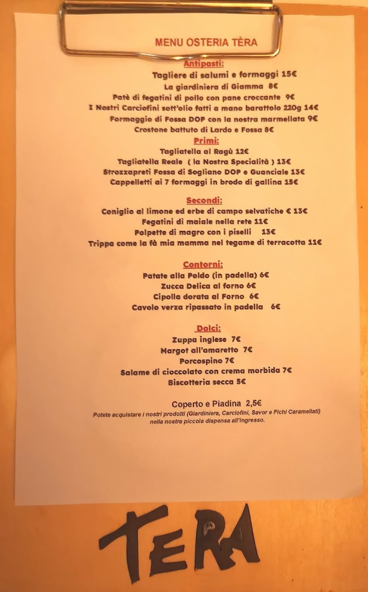 Piccola Osteria Tèra Photo Menu 3
