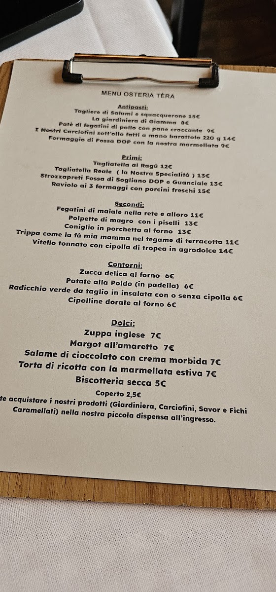 Piccola Osteria Tèra Photo Menu 4