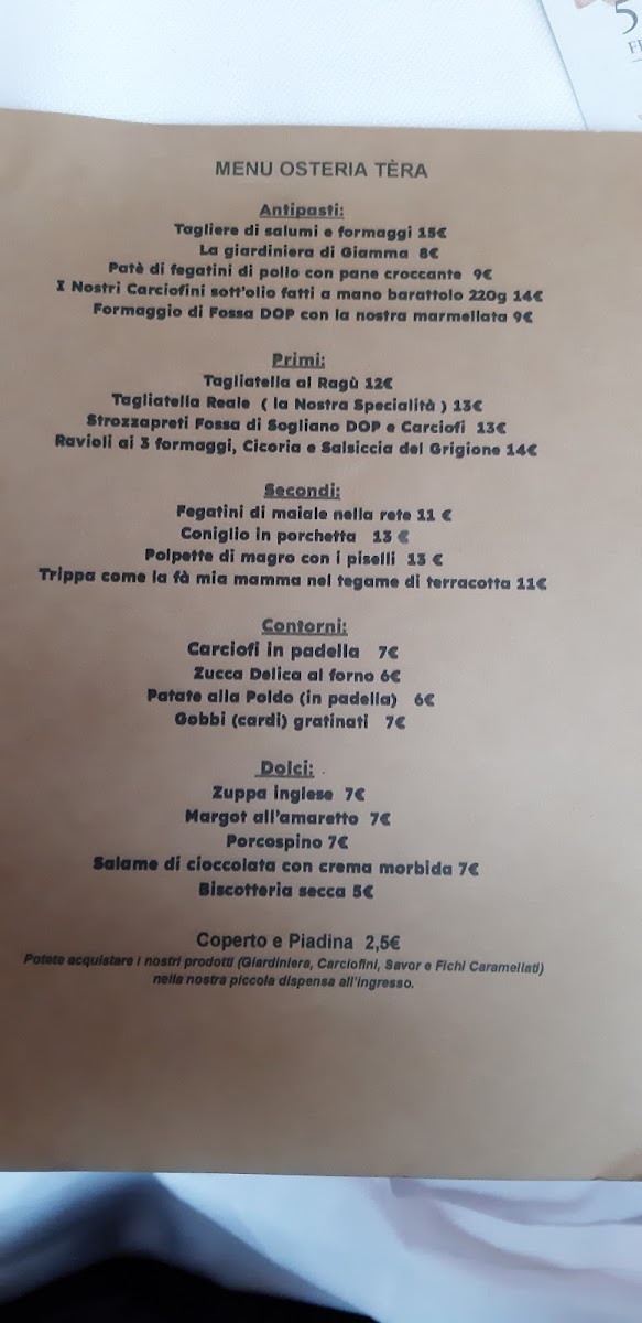 Piccola Osteria Tèra Photo Menu 5