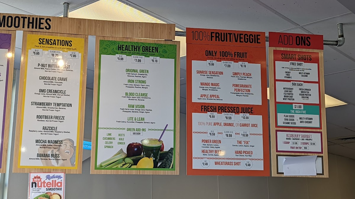 Roxberry Juice Co. Drive Thru Photo Menu 1