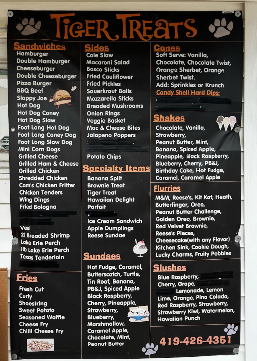 Tiger Treats Photo Menu 1