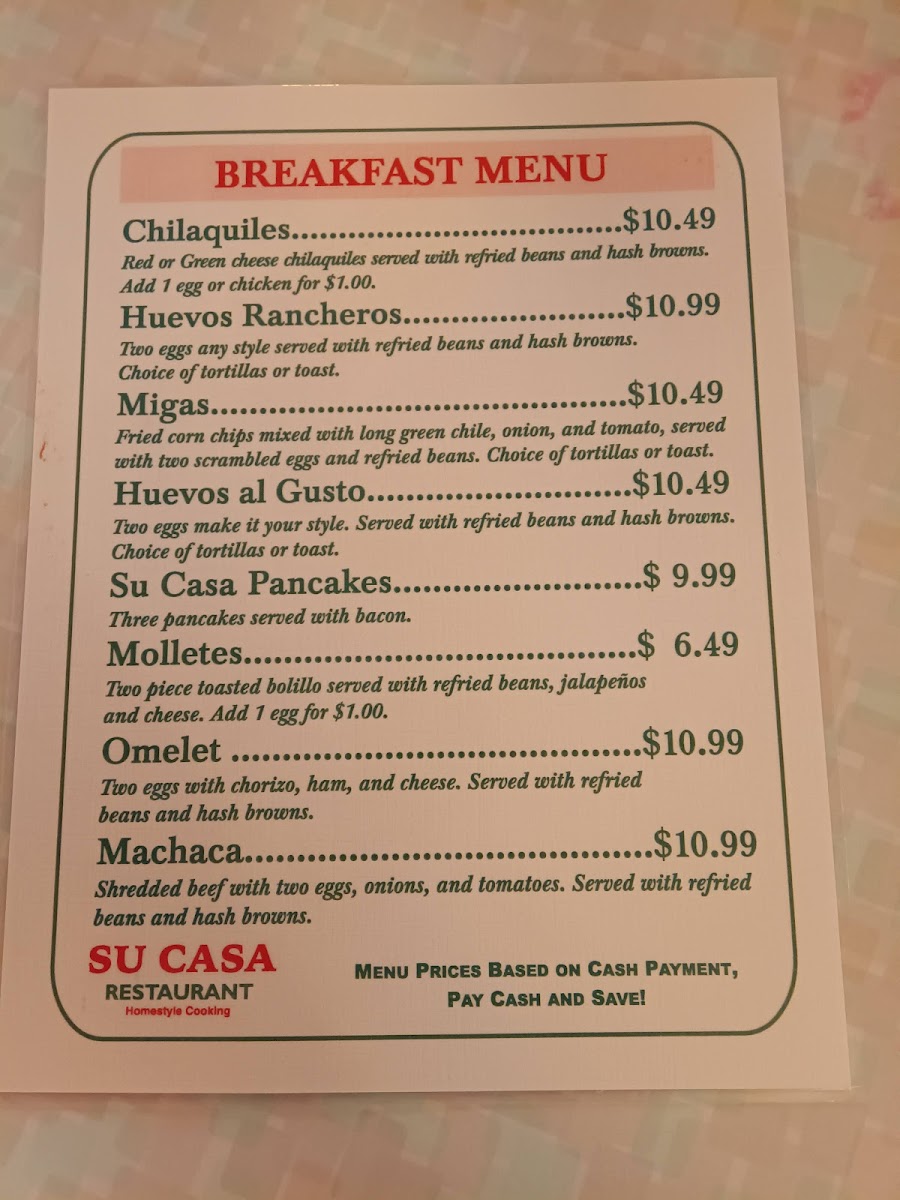 Su-Casa Restaurant Photo Menu 3