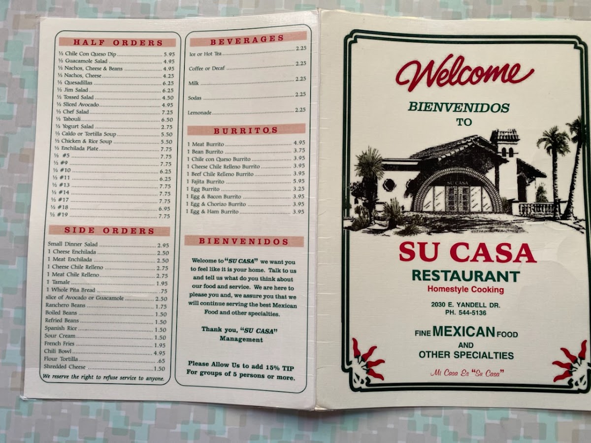 Su-Casa Restaurant Photo Menu 8