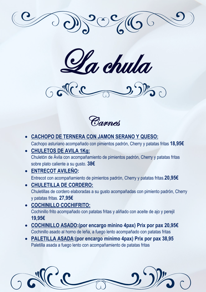 Restaurante La chula Avila Photo Menu 3