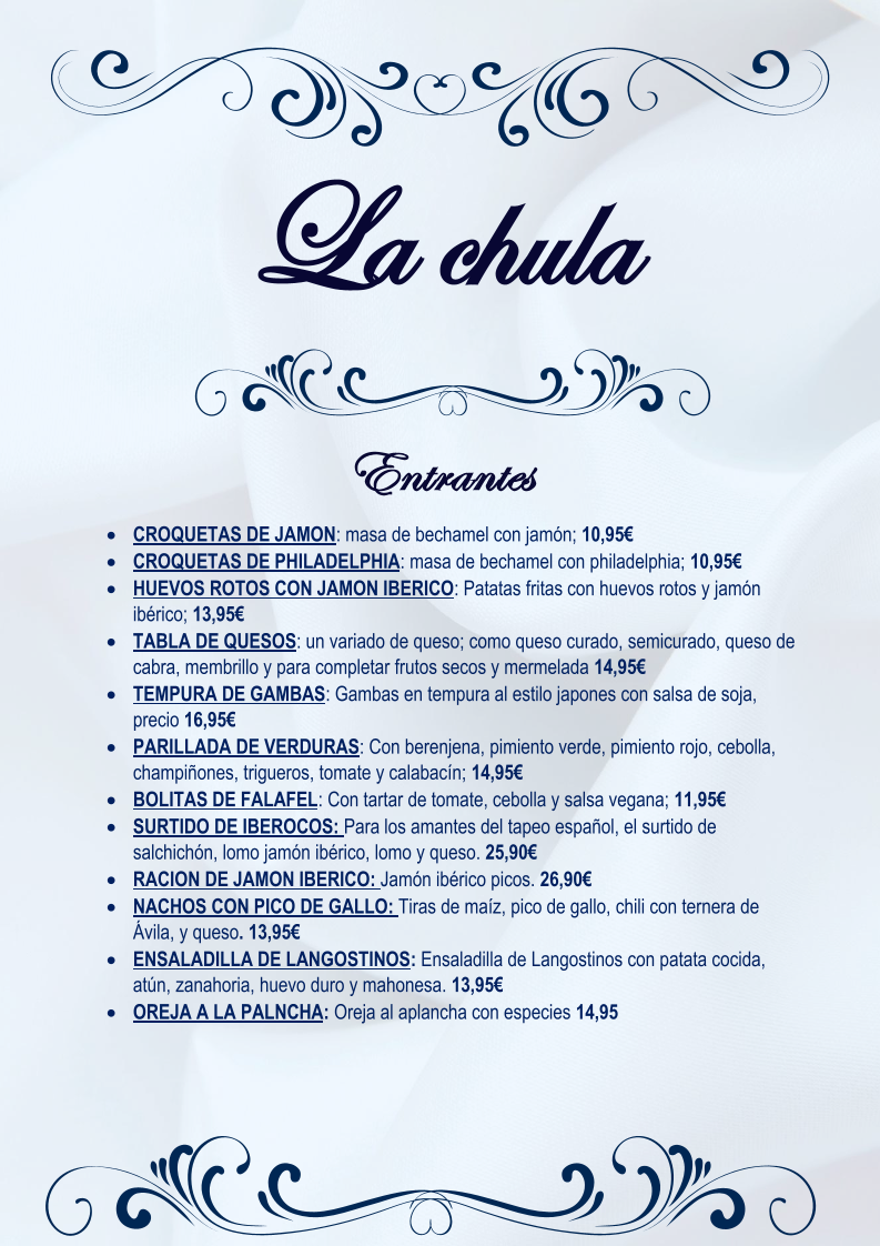Restaurante La chula Avila Photo Menu 4