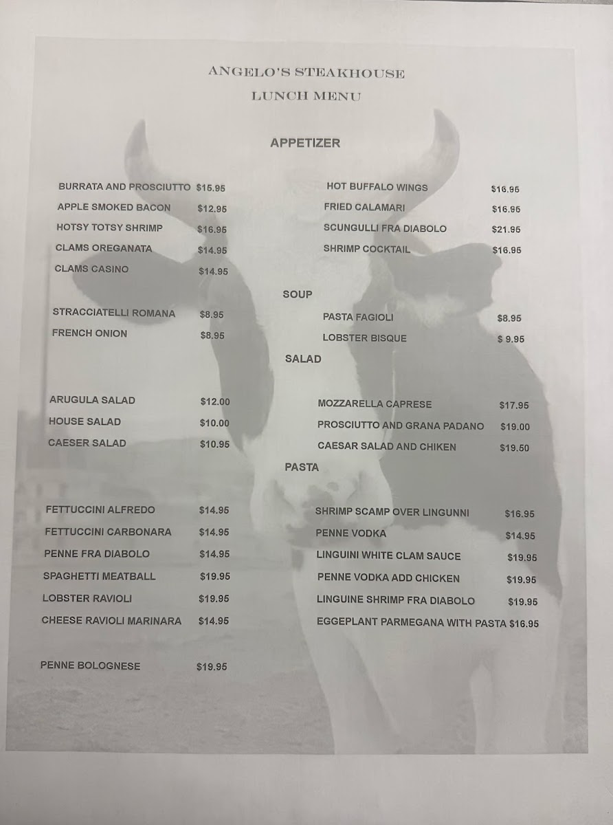 Angelo's Steak House Photo Menu 1