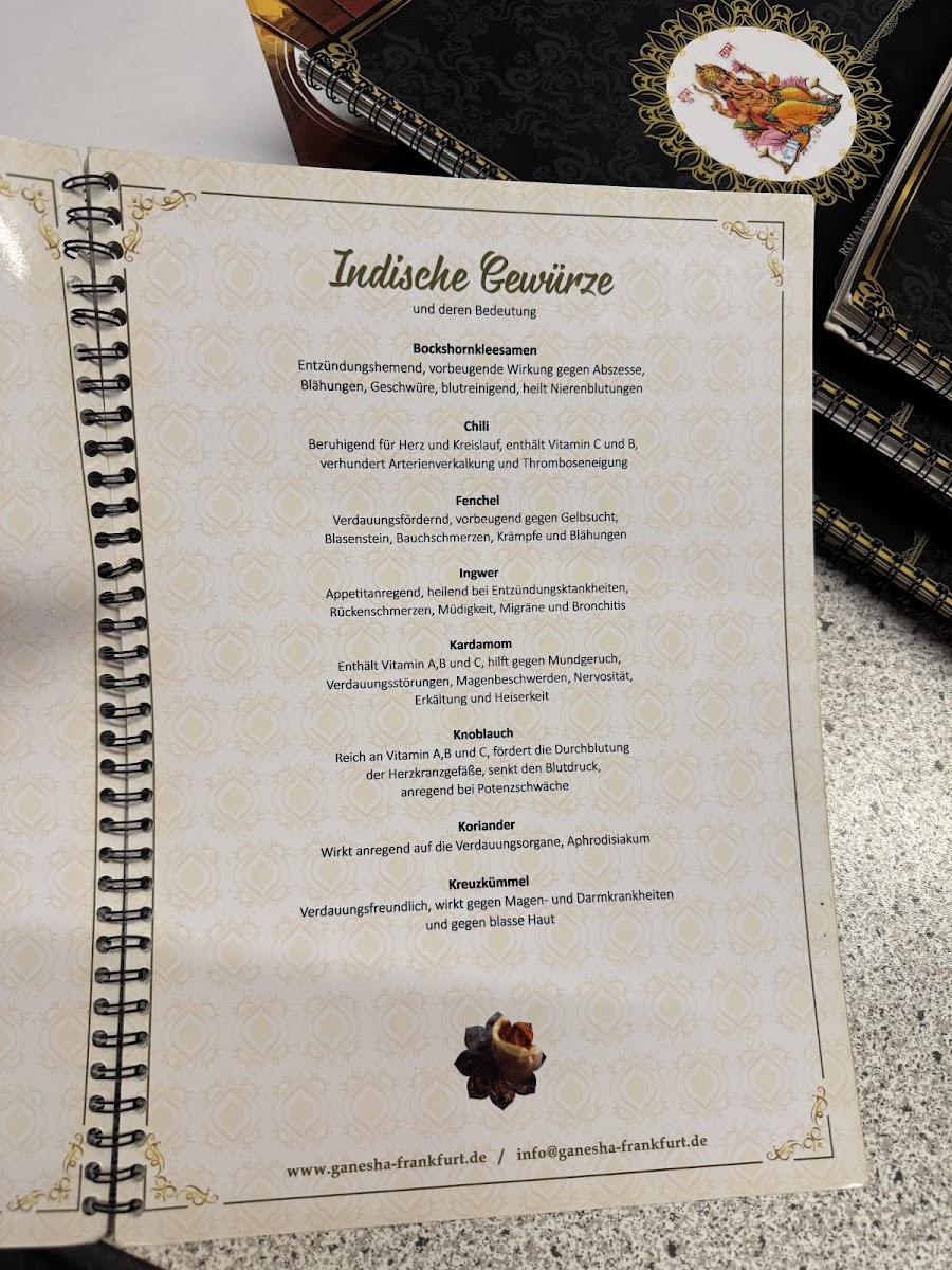 Ganesha Restaurant Photo Menu 1
