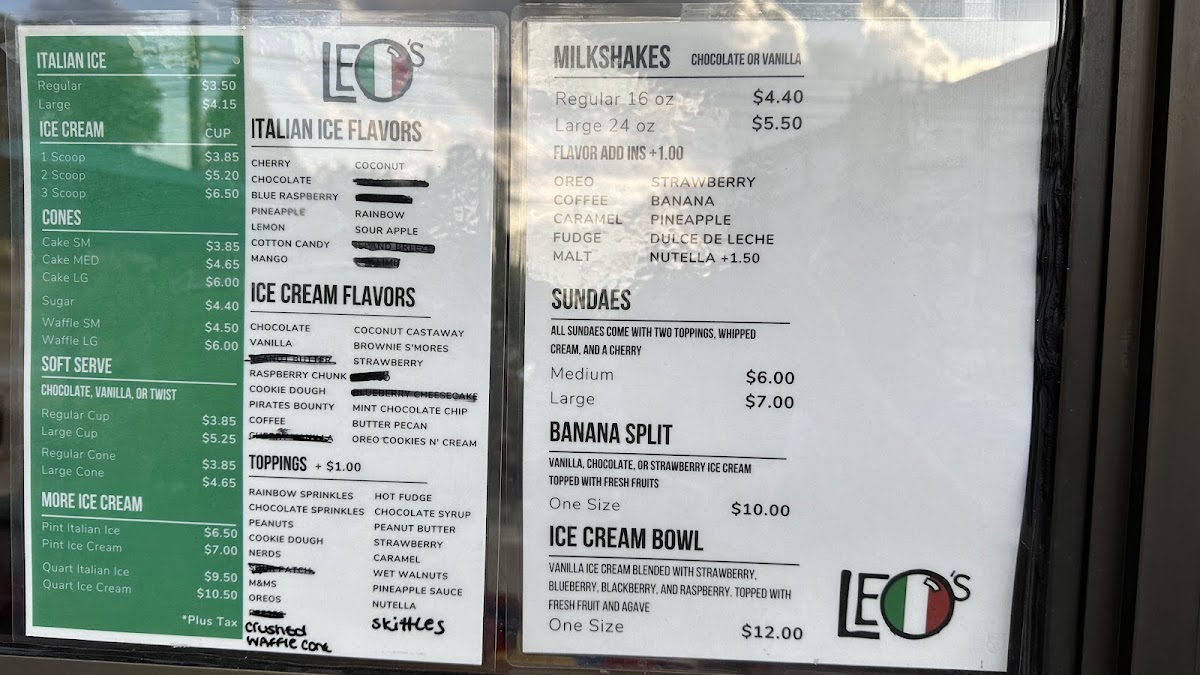 Leo's Italian Ice & Ice Cream Photo Menu 10