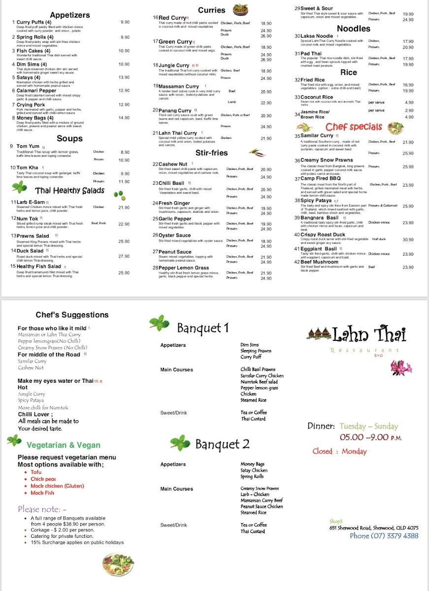 Lahnthai Restaurant Photo Menu 2