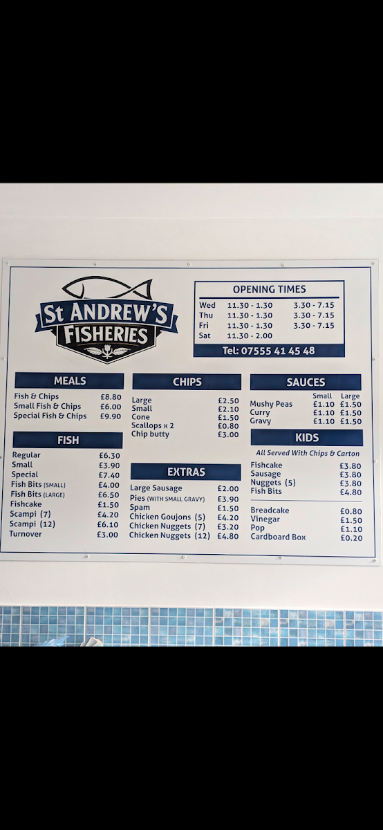 St Andrews Fisheries Photo Menu 2