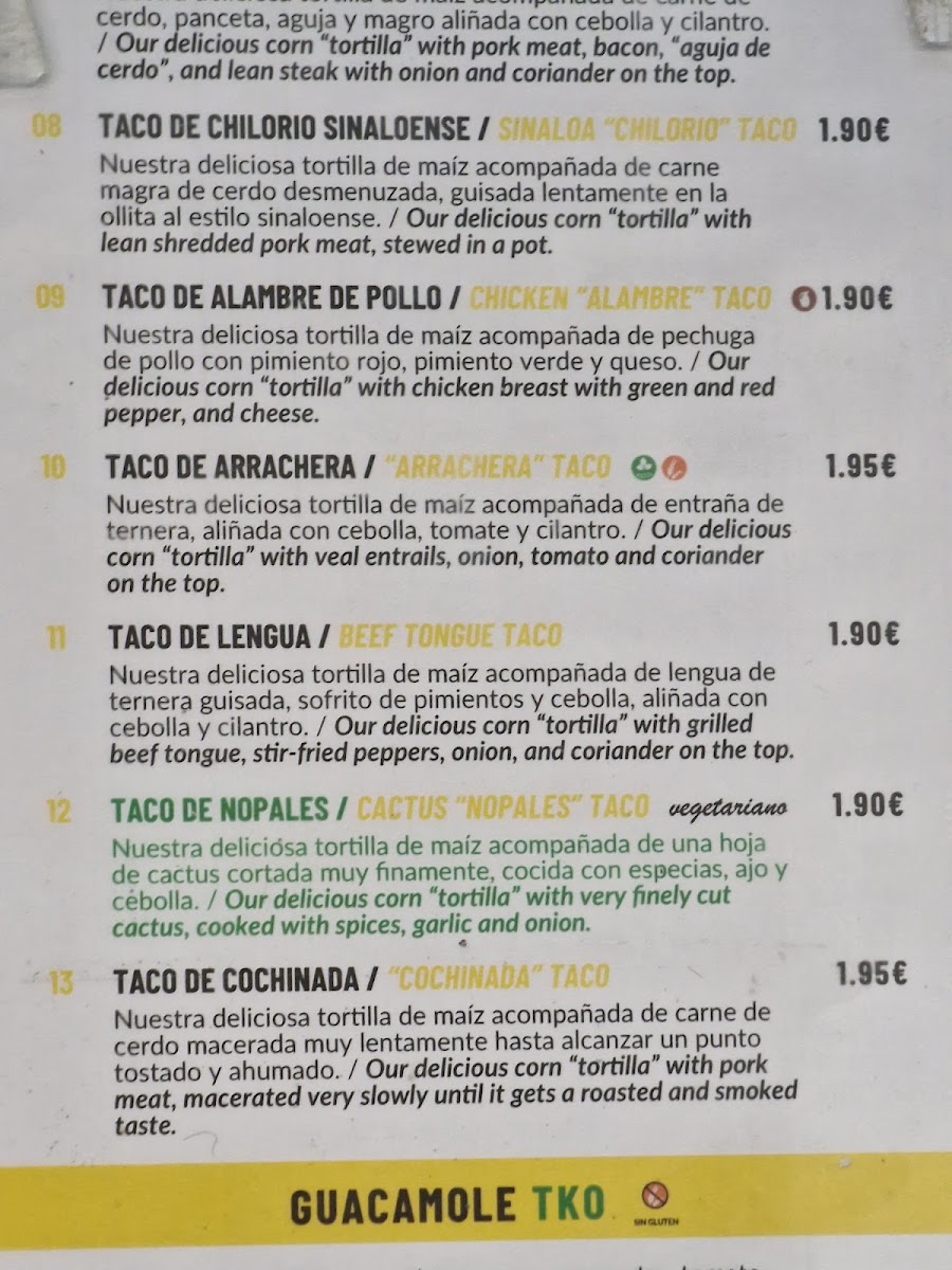 TKO Tacos Ibiza Photo Menu 2