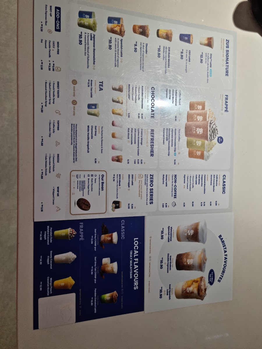 ZUS Coffee - Jalan Raja Uda, Butterworth Photo Menu 2