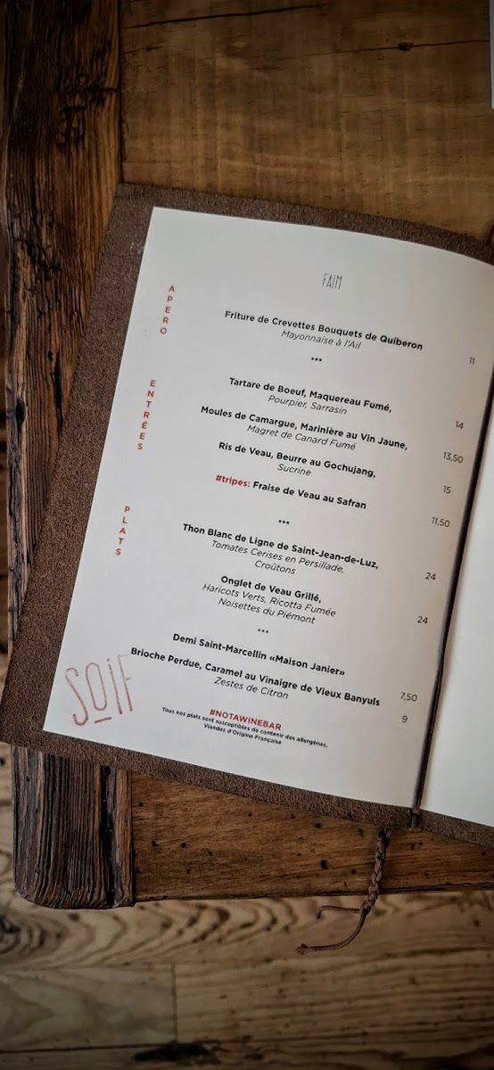 Soif // Table & Vins Photo Menu 2