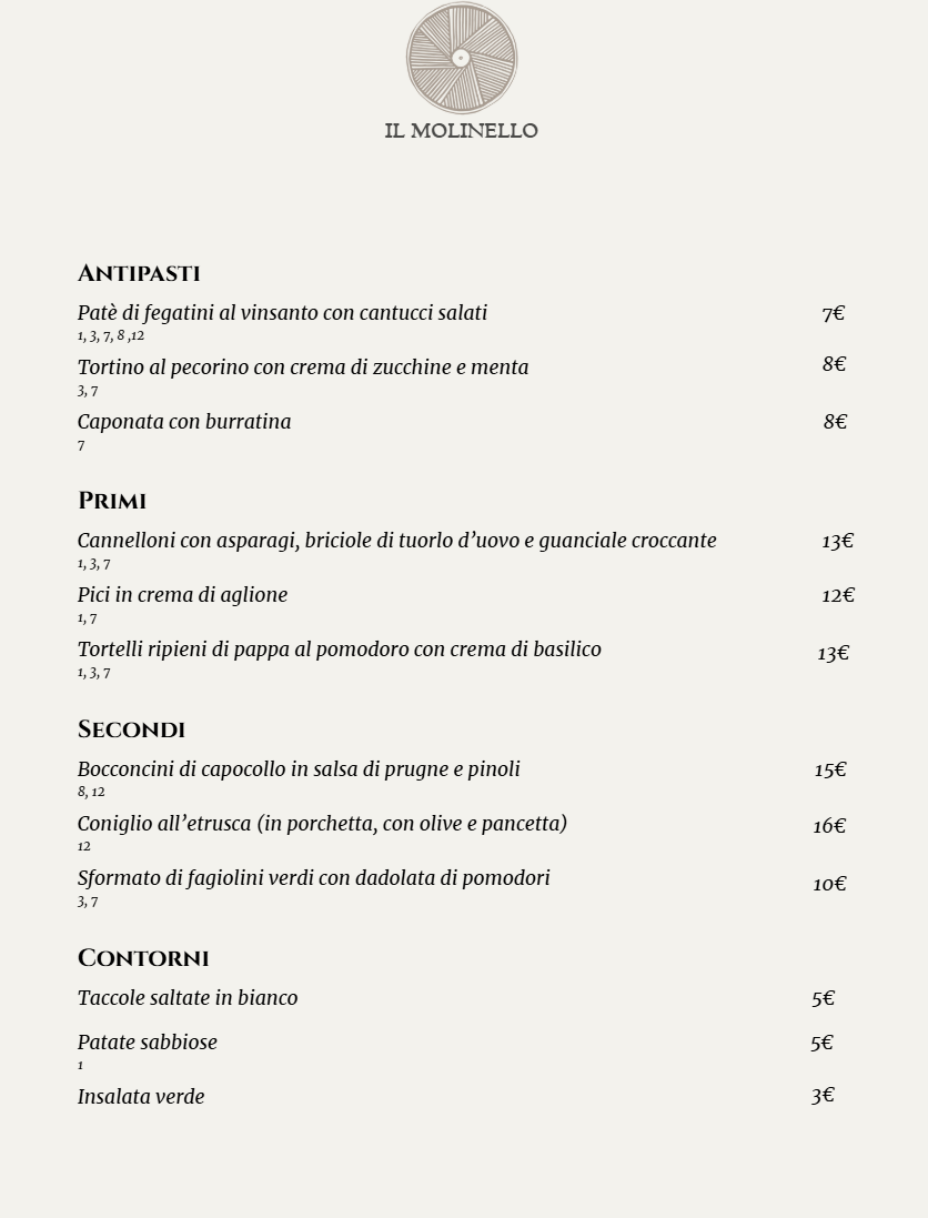 Il Molinello Ristorante Photo Menu 2