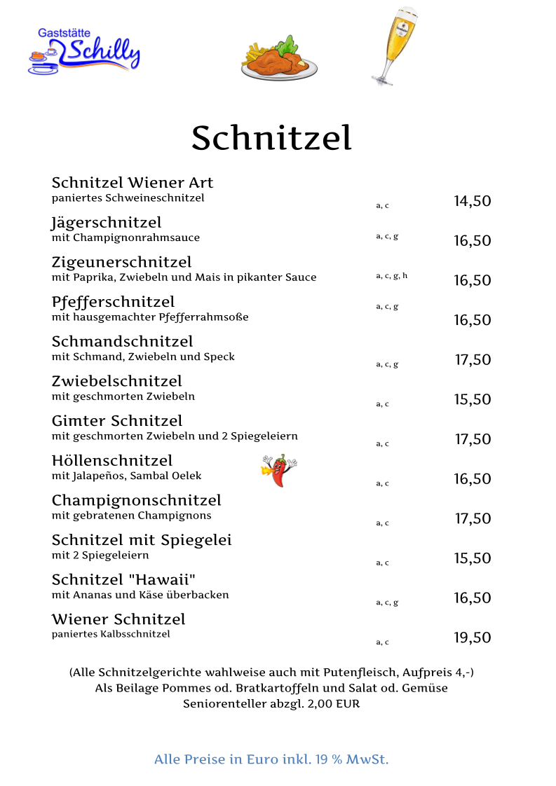 Gaststätte Schilly Photo Menu 1