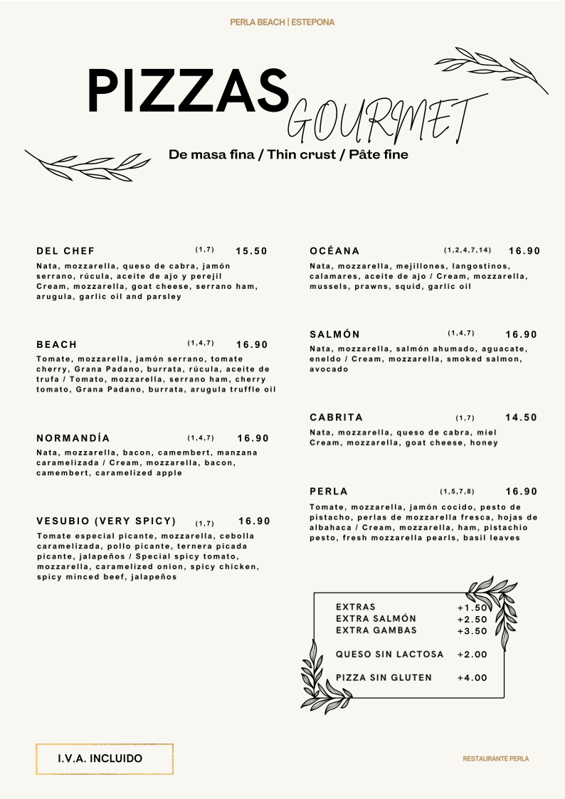 Restaurante Perla Beach Estepona Photo Menu 7