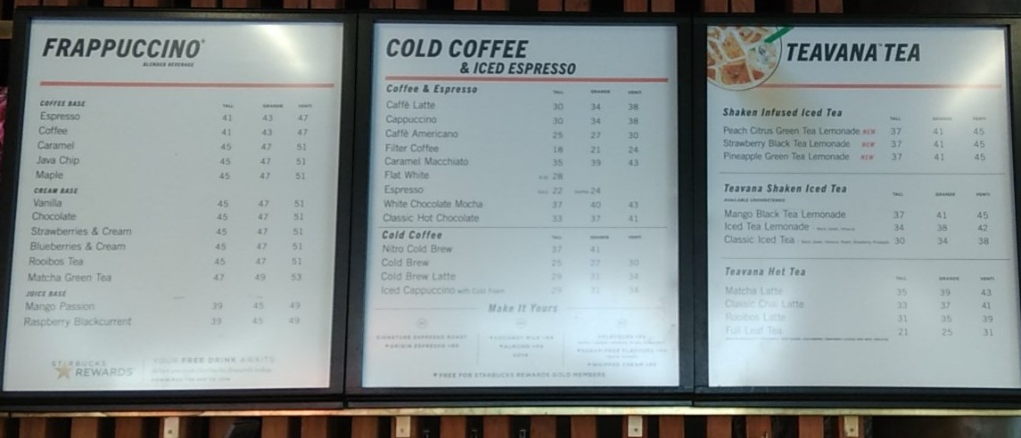 Starbucks Melrose Arch Photo Menu 1