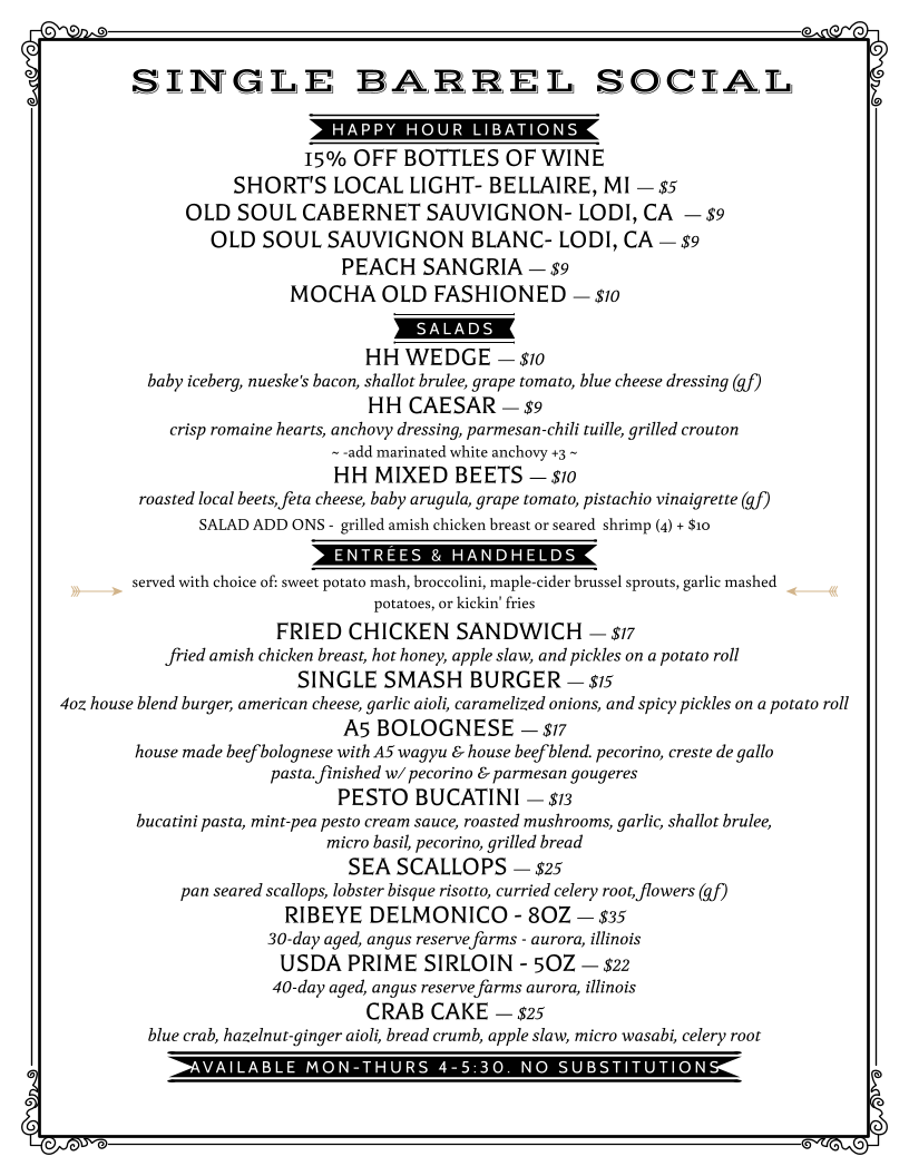 Single Barrel Social Photo Menu 2
