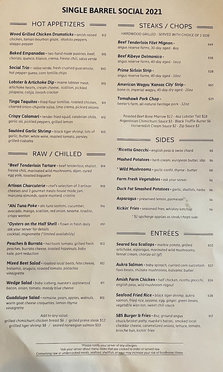 Single Barrel Social Photo Menu 6