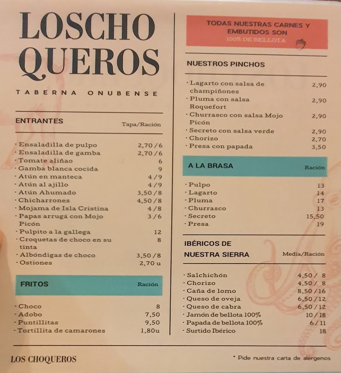 Bar restaurante Los Choqueros Photo Menu 5